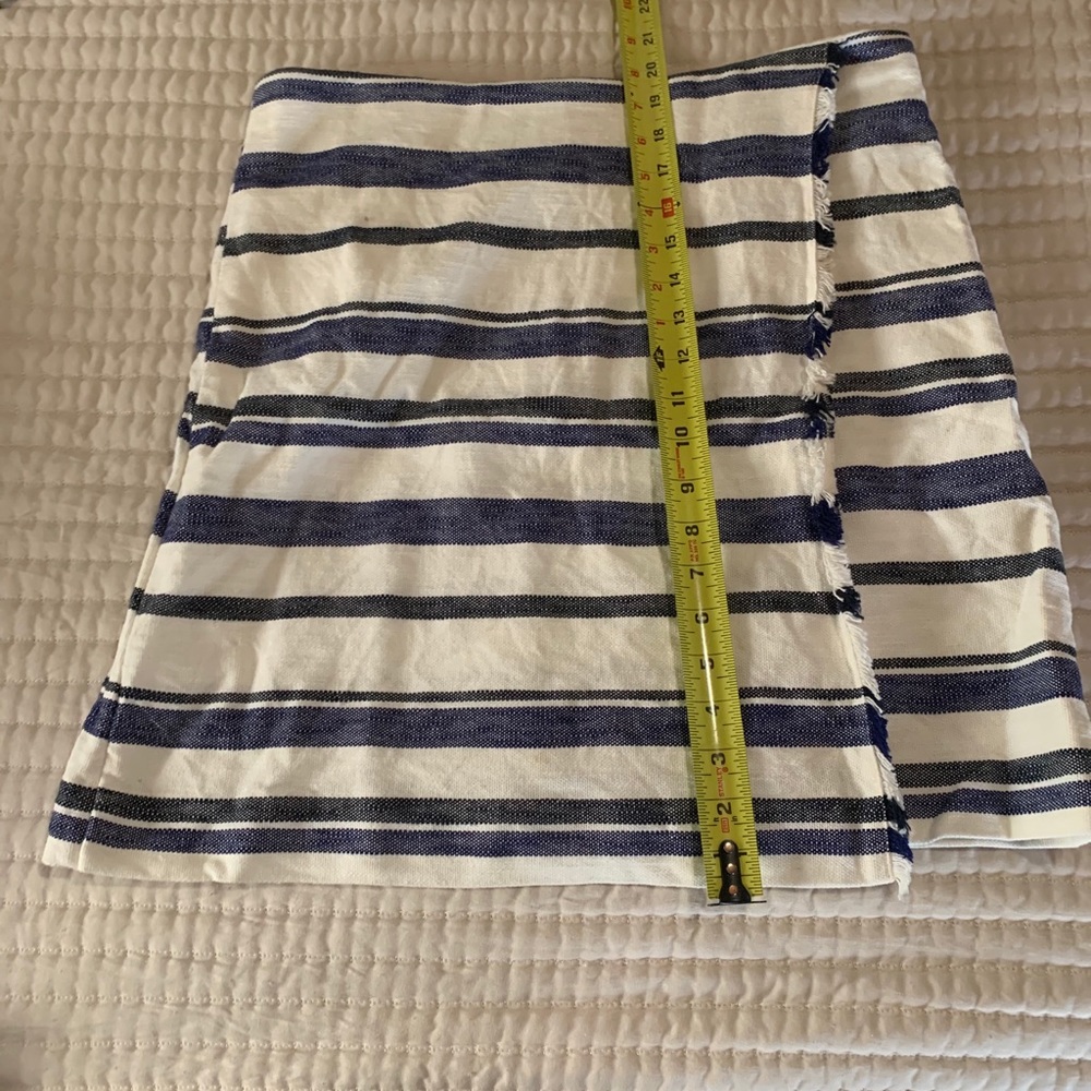 LOFT white & blue striped skirt